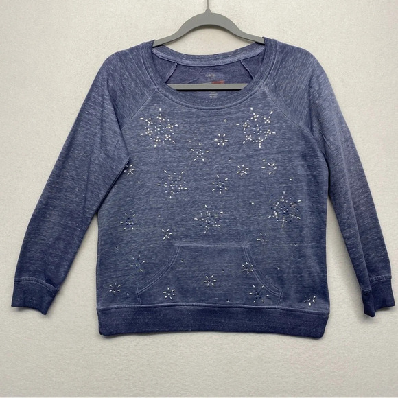 Style & Co Sport The Essential Sweatshirt Blue Snowflake PS SP - Picture 1 of 5